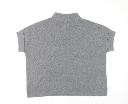 White Stuff Women's Grey Mock Neck Short Sleeve Pullover Jumper M