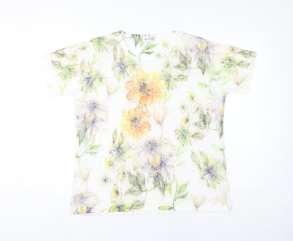 Fay Louise Women’s Multicoloured Floral Lace T-Shirt XL Spring Summer