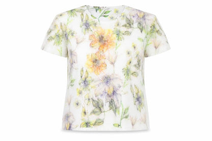 Fay Louise Women’s Multicoloured Floral Lace T-Shirt XL Spring Summer