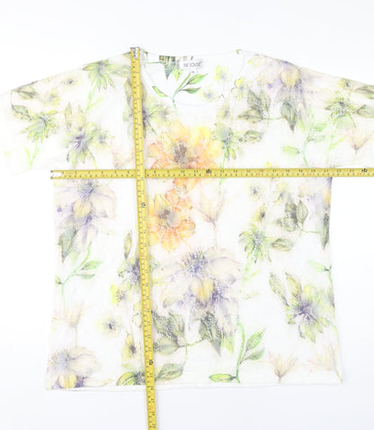 Fay Louise Women’s Multicoloured Floral Lace T-Shirt XL Spring Summer