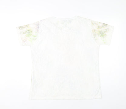 Fay Louise Women’s Multicoloured Floral Lace T-Shirt XL Spring Summer