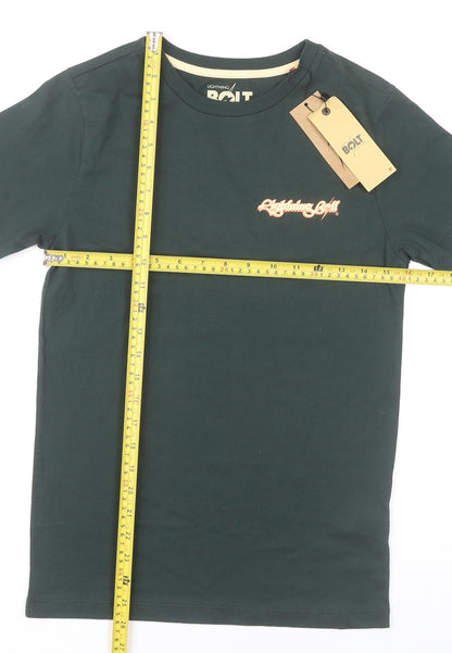 Lightning Bolt Women's Green Cotton Crew Neck T-Shirt Size 12 Summer Surf