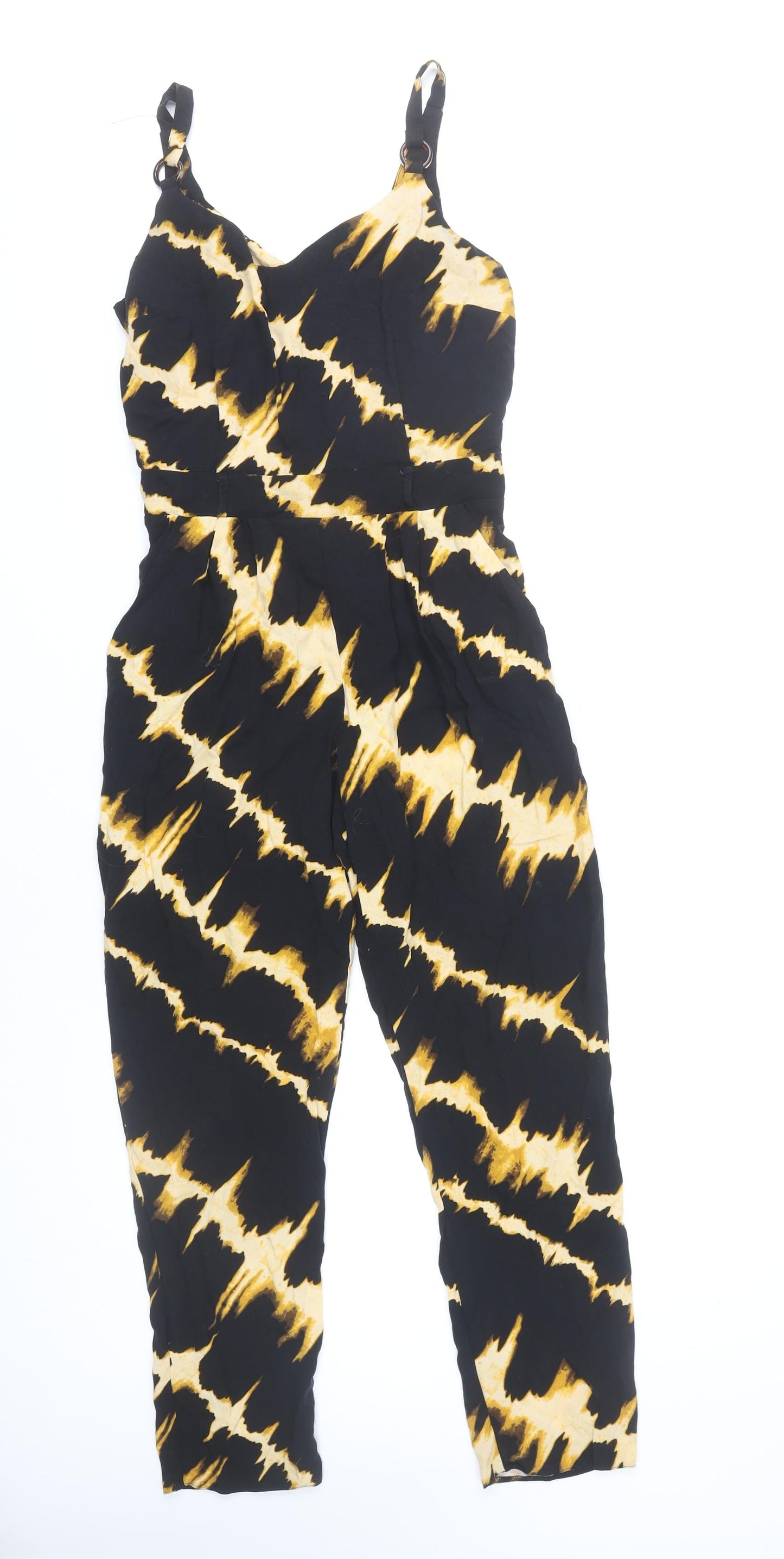 Dorothy Perkins Women’s Black Tie Dye Jumpsuit UK 6 Sleeveless Summer