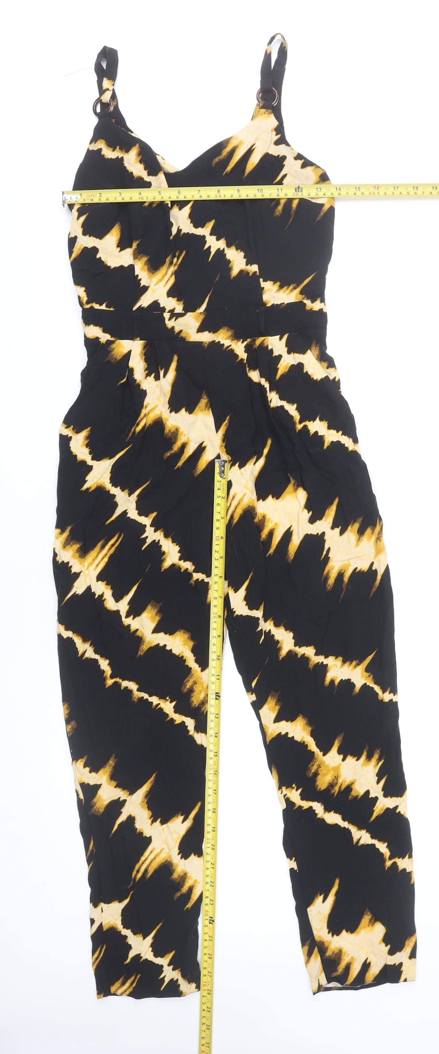 Dorothy Perkins Women’s Black Tie Dye Jumpsuit UK 6 Sleeveless Summer