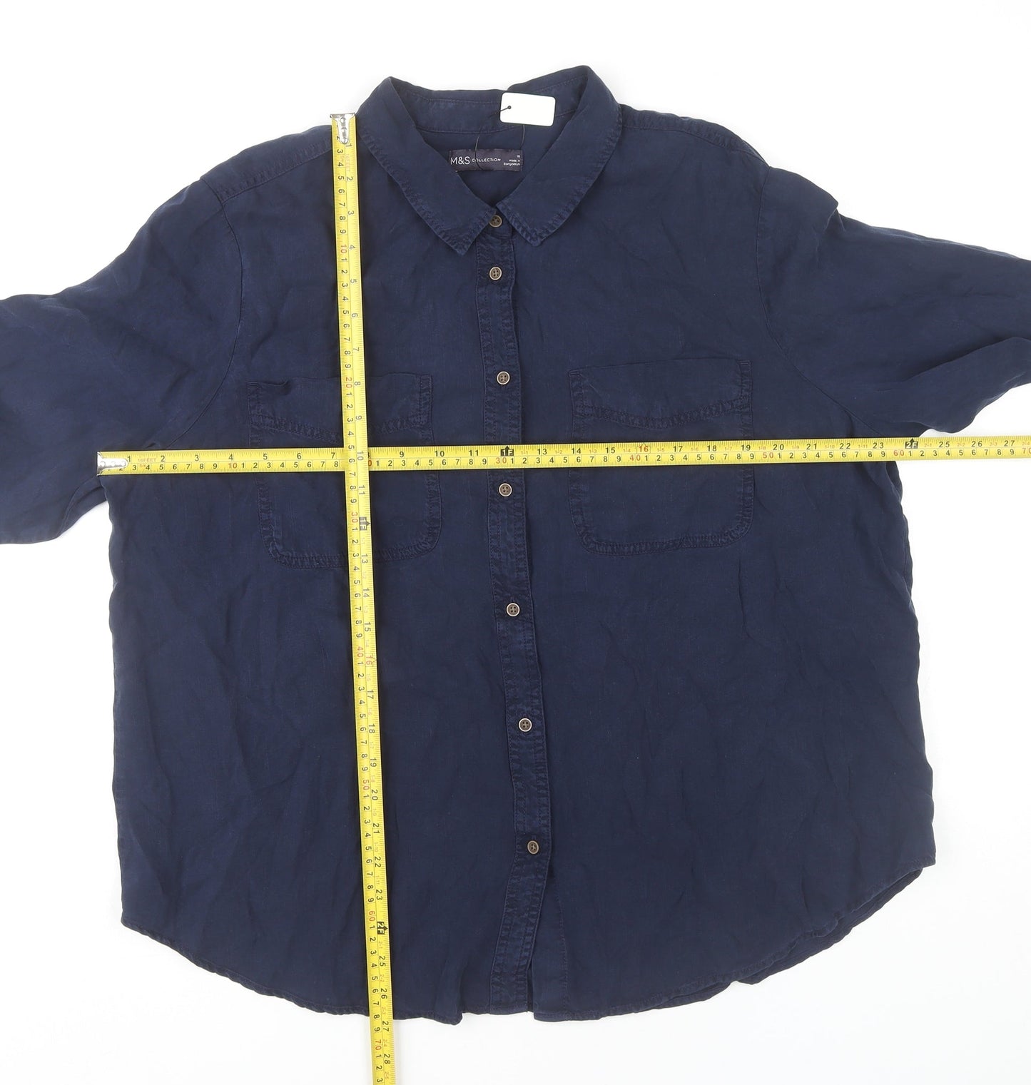Womens UK Size 18 Marks and Spencer Blue Basic Button-Up