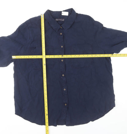 Womens UK Size 18 Marks and Spencer Blue Basic Button-Up