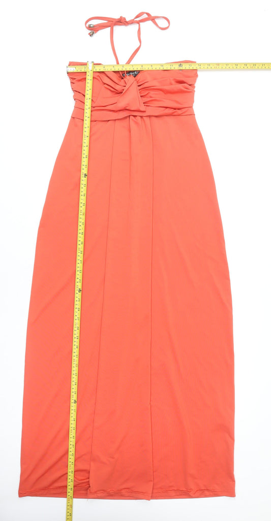 Select Women’s Orange Maxi Dress Size 12 Halter Neck Sleeveless