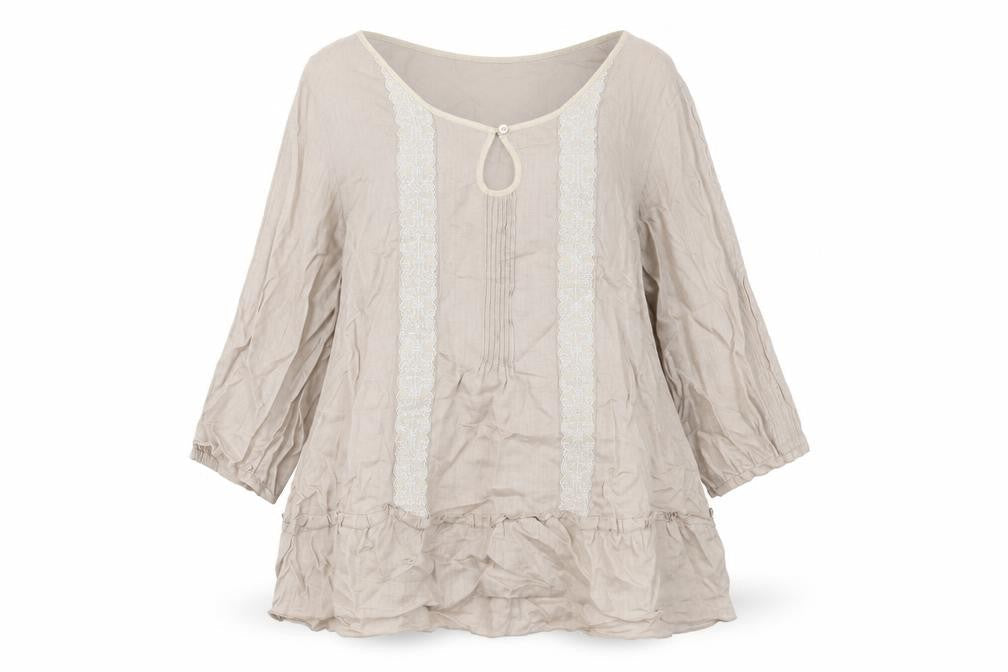 Womens UK Size 14 Wrap Beige Tunic Blouse