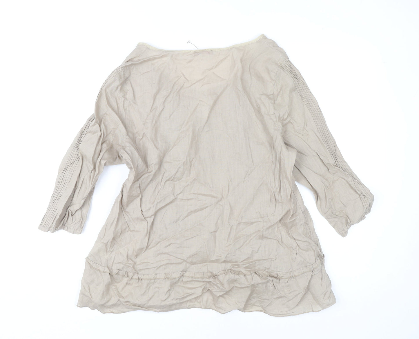 Womens UK Size 14 Wrap Beige Tunic Blouse