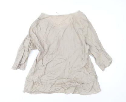 Womens UK Size 14 Wrap Beige Tunic Blouse