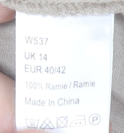 Womens UK Size 14 Wrap Beige Tunic Blouse