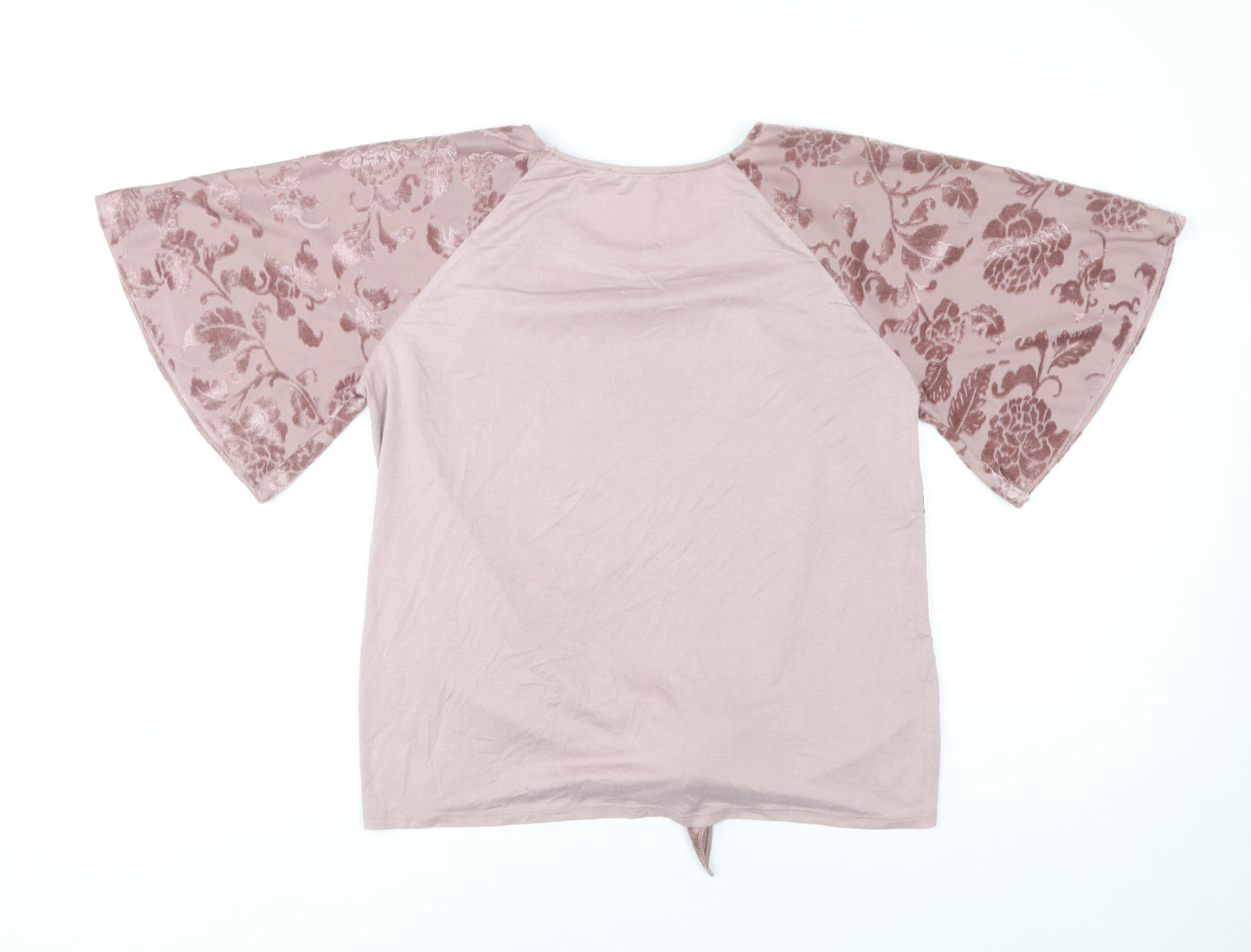 George Women’s Pink Floral Velvet Tie Front Blouse Size 14