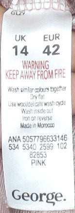 George Women’s Pink Floral Velvet Tie Front Blouse Size 14