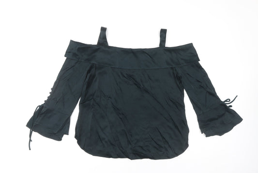 Womens UK Size 16 Mint Velvet Black Off the Shoulder Blouse