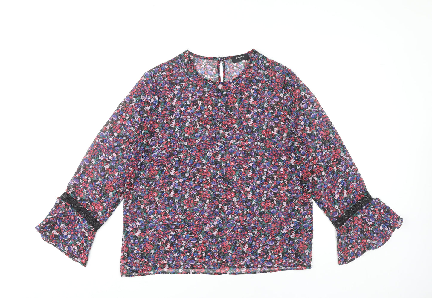 Papaya Womens Multicoloured Floral Chiffon Blouse Size 14