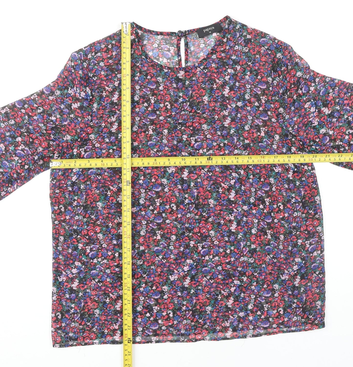 Papaya Womens Multicoloured Floral Chiffon Blouse Size 14