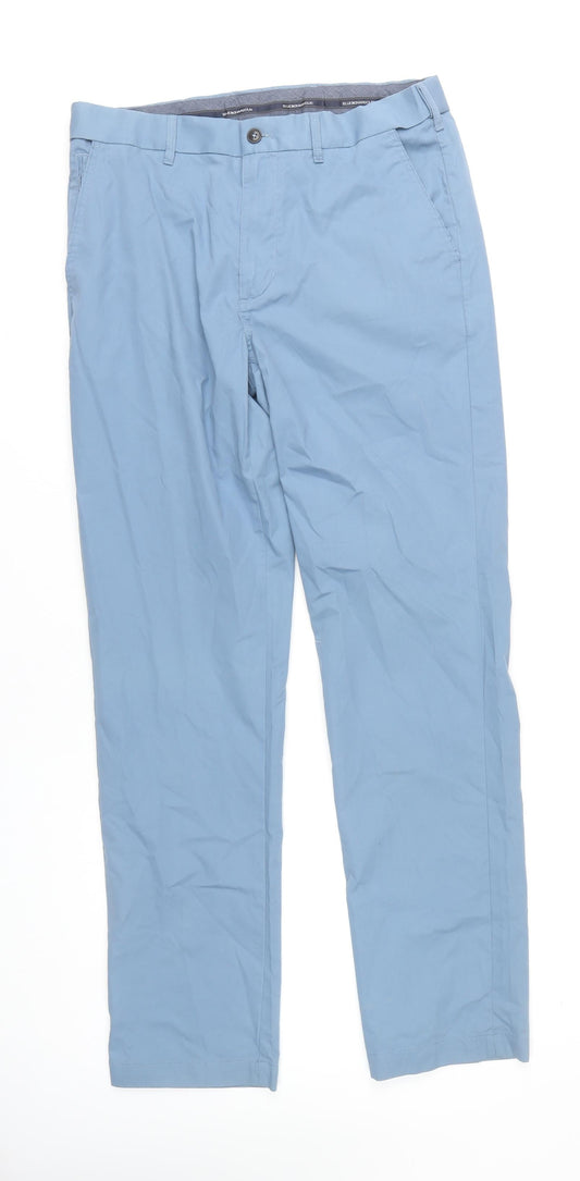 Marks & Spencer Men’s Blue Chino Trousers 32W 33L Regular Fit