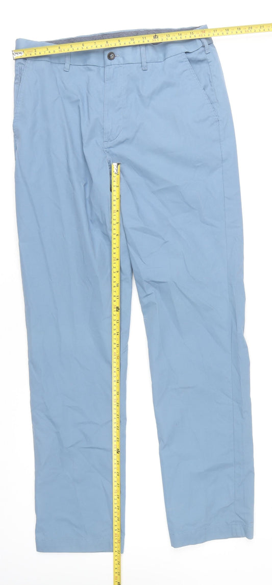 Marks & Spencer Men’s Blue Chino Trousers 32W 33L Regular Fit
