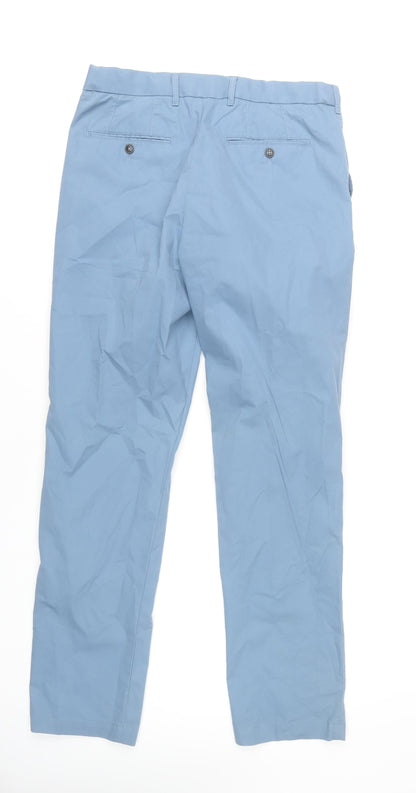 Marks & Spencer Men’s Blue Chino Trousers 32W 33L Regular Fit