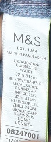 Marks & Spencer Men’s Blue Chino Trousers 32W 33L Regular Fit