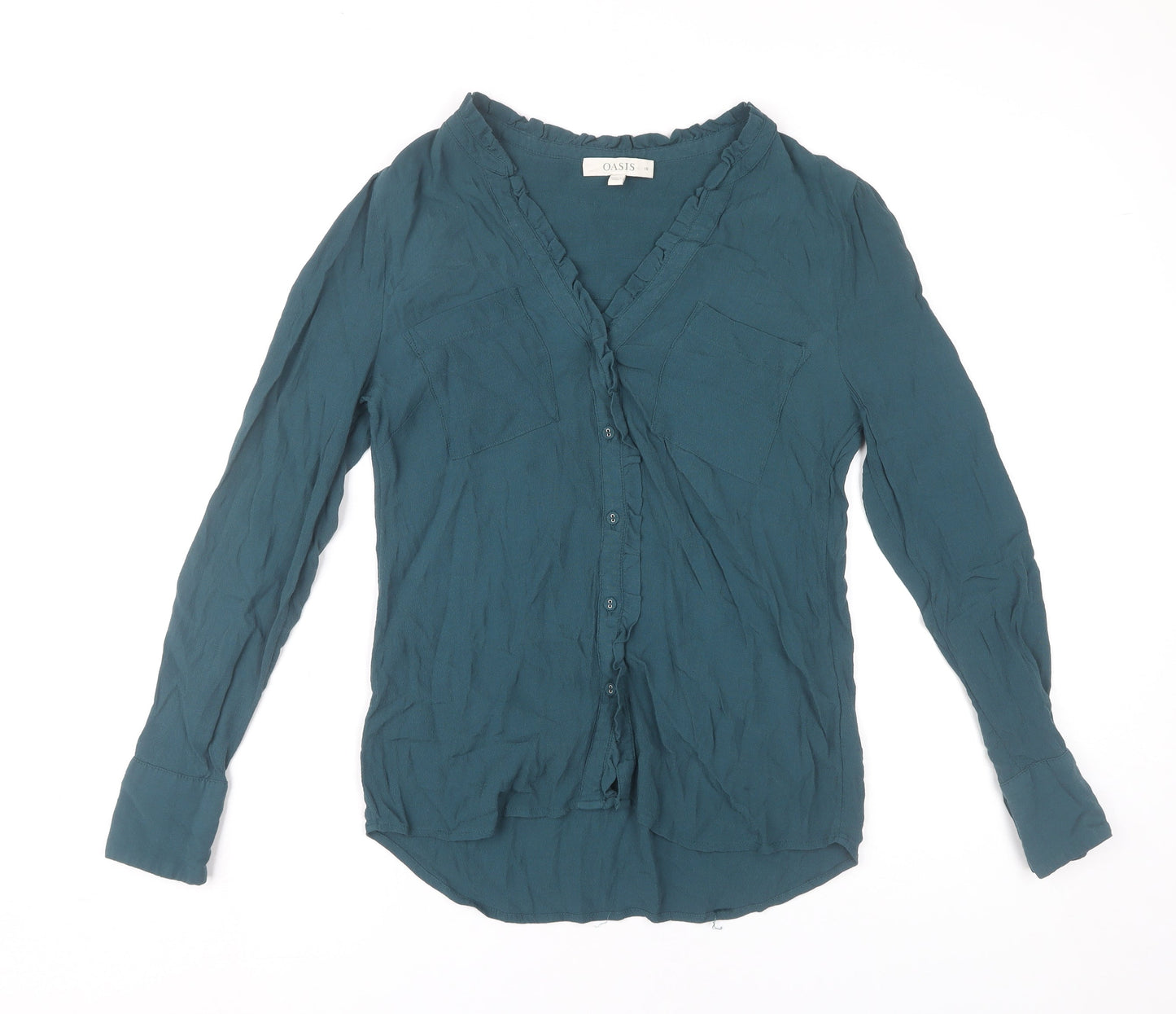 Womens UK Size 10 Oasis Green Basic Blouse
