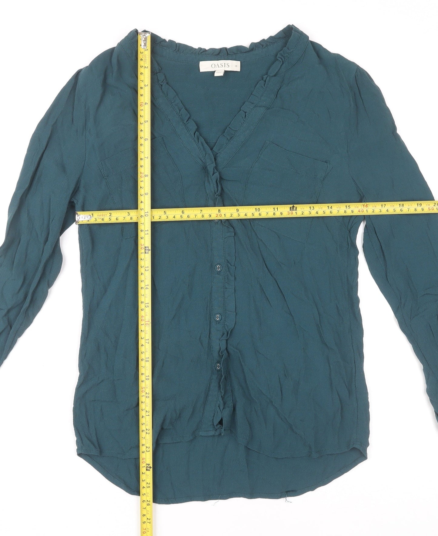 Womens UK Size 10 Oasis Green Basic Blouse