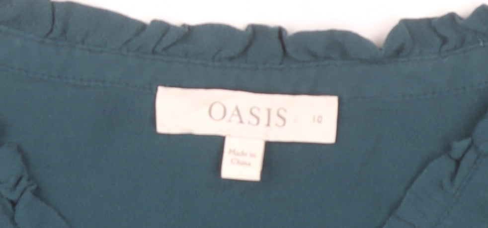 Womens UK Size 10 Oasis Green Basic Blouse