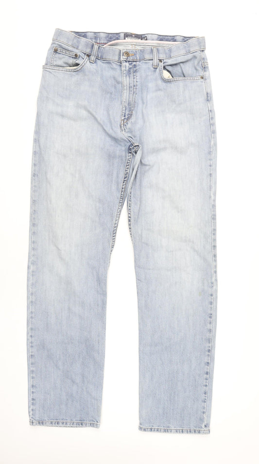 Marks and Spencer Men’s Blue Straight Leg Jeans 36W 33L Light Wash