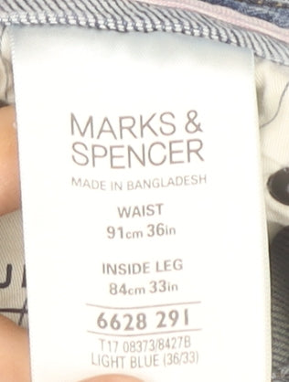 Marks and Spencer Men’s Blue Straight Leg Jeans 36W 33L Light Wash