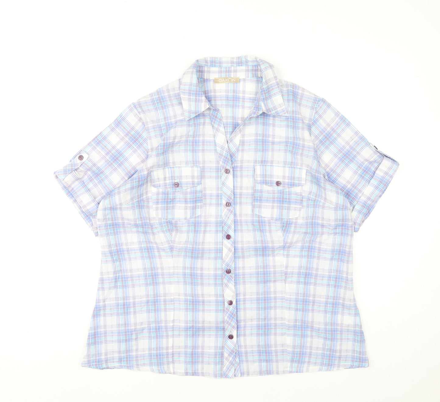 Womens UK Size 18 Daxon Multicoloured Basic Button-Up