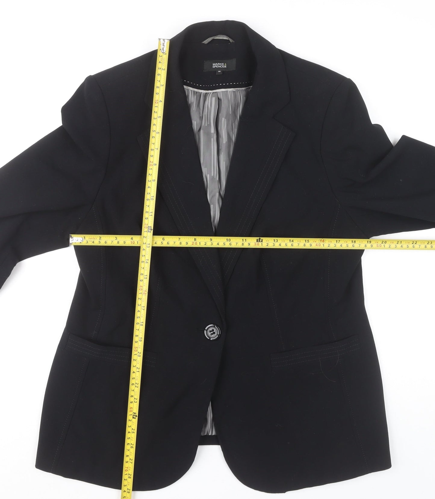 Marks and Spencer Women's Black Size 18 Notch Lapel Blazer