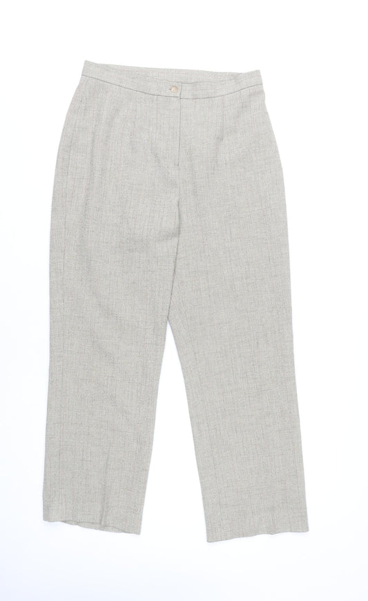 Womens UK Size 12 AMARANTO Regular Fit Dress Pants Grey Trousers