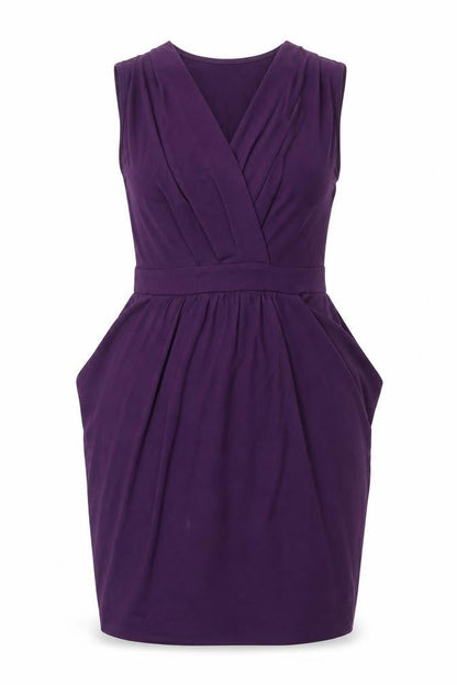 Apricot Women’s Purple V-Neck Wrap Knee Length Dress S