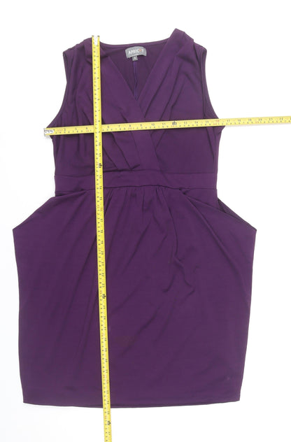 Apricot Women’s Purple V-Neck Wrap Knee Length Dress S