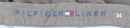 Tommy Hilfiger Men's Brown Linen Chino Trousers Size 34 Regular Fit