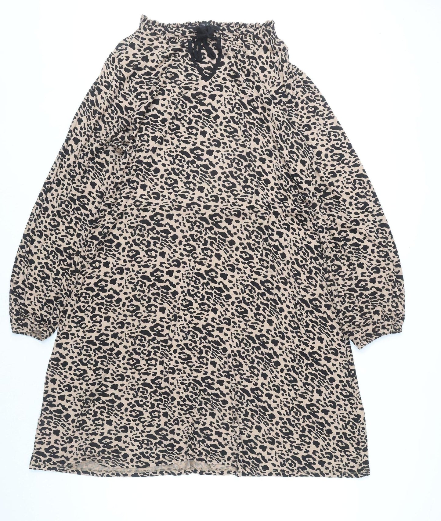 Next Women’s Beige Leopard Print Shift Dress Size 20 Knee Length
