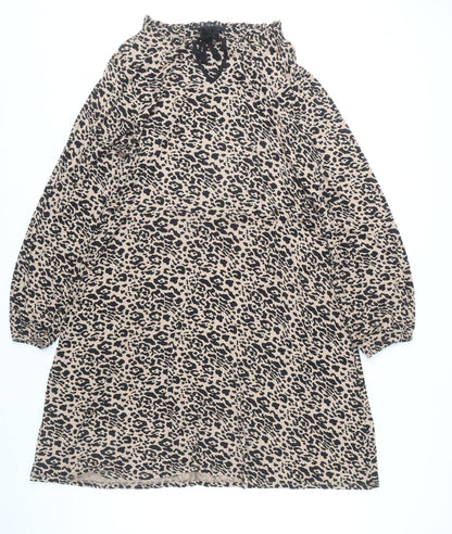 Next Women’s Beige Leopard Print Shift Dress Size 20 Knee Length