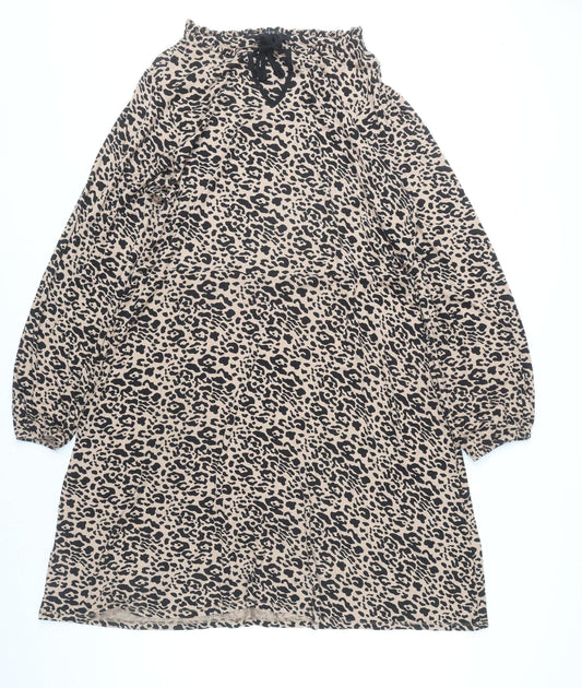 Next Women’s Beige Leopard Print Shift Dress Size 20 Knee Length