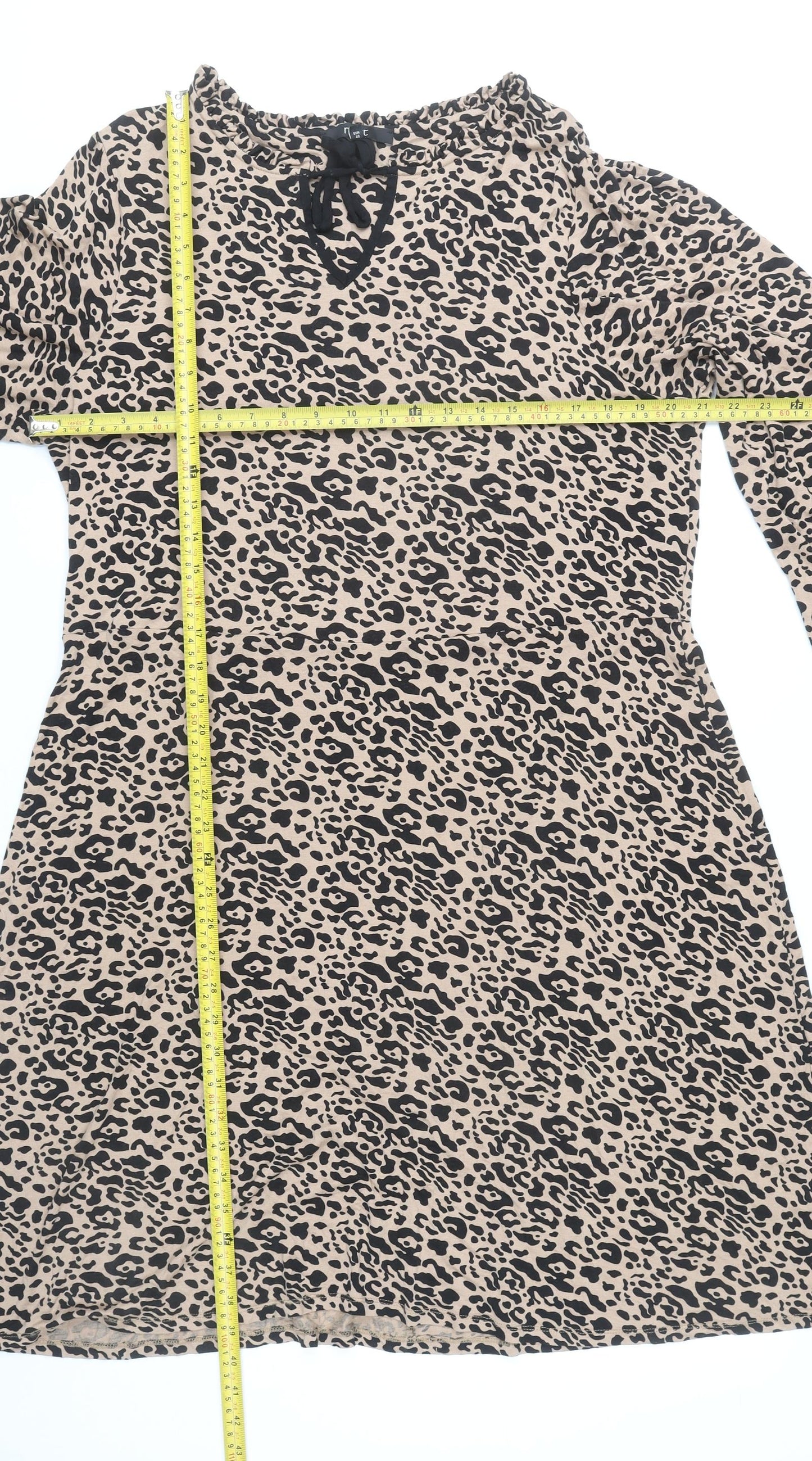 Next Women’s Beige Leopard Print Shift Dress Size 20 Knee Length