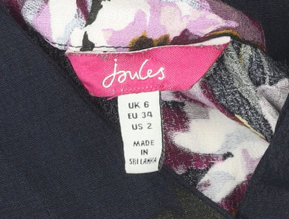 Joules Womens Blue Floral Midi Wrap Dress Size 6 Viscose