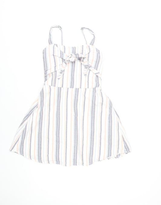 Hollister Women’s Multicoloured Striped Short A-Line Dress S