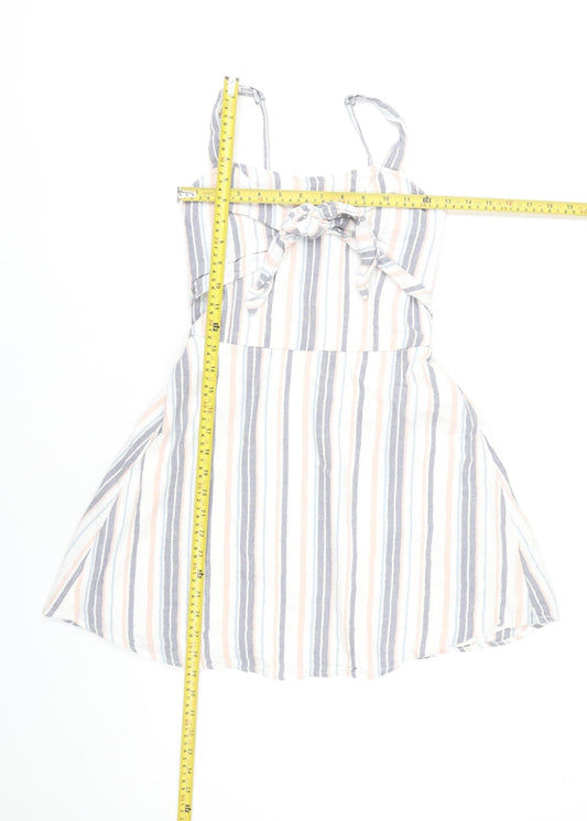 Hollister Women’s Multicoloured Striped Short A-Line Dress S