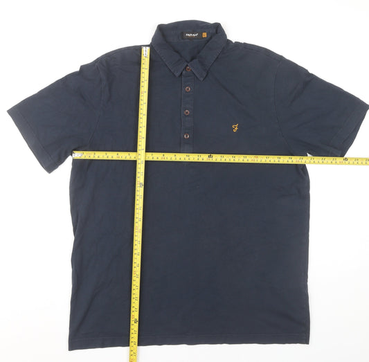 Farah Men’s Blue Cotton Short Sleeve Polo Shirt L Casual