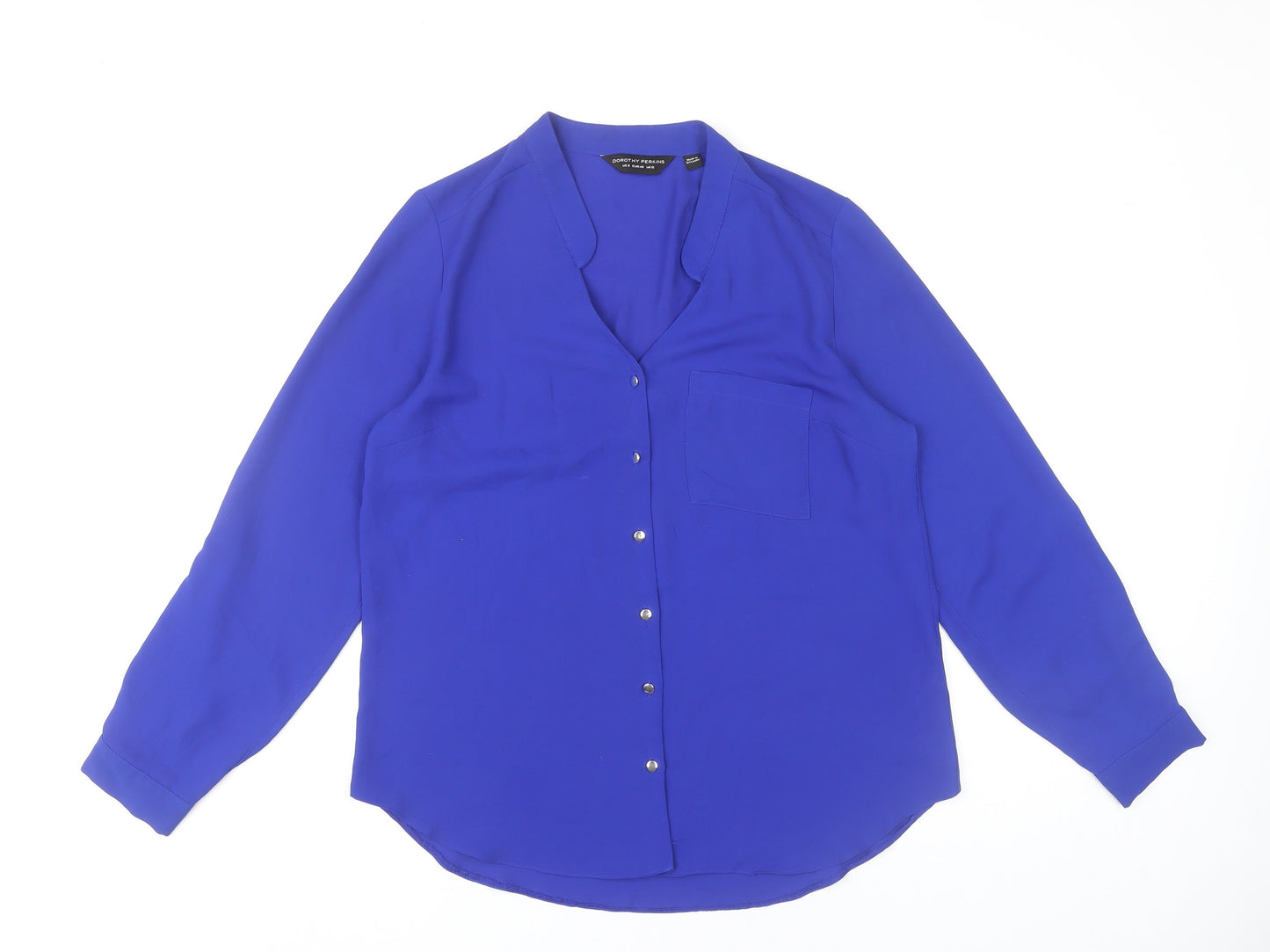 Womens UK Size 12 Dorothy Perkins Blue Basic Blouse