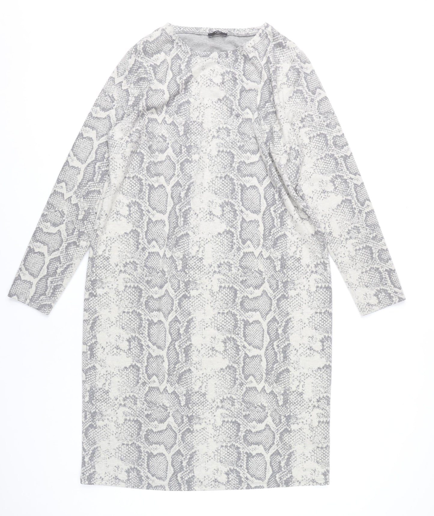 M&Co Women’s Grey Animal Print Shift Dress Size 18 Long Sleeve