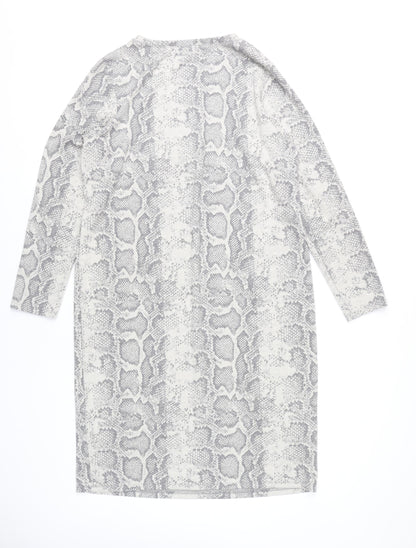 M&Co Women’s Grey Animal Print Shift Dress Size 18 Long Sleeve