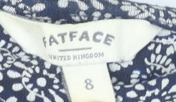 FatFace Women’s Blue Floral Wrap Dress UK 8 Knee Length Cap Sleeve
