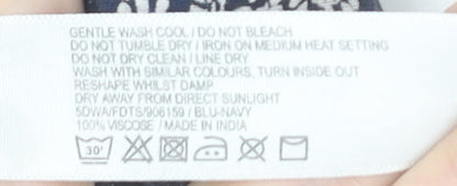 FatFace Women’s Blue Floral Wrap Dress UK 8 Knee Length Cap Sleeve