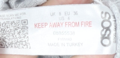 ASOS Women’s Grey Ribbed Knit Midi Straight Skirt Size 8 High Rise Stretch