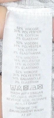 ASOS Women’s Grey Ribbed Knit Midi Straight Skirt Size 8 High Rise Stretch